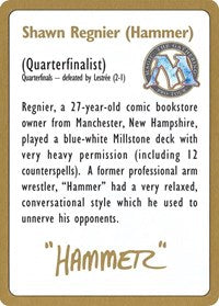 1996 Shawn  Hammer  Regnier Biography Card [World Championship Decks] For Cheap