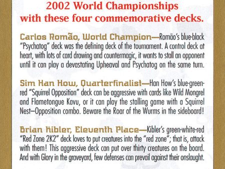 2002 World Championships Ad [World Championship Decks 2002] Discount