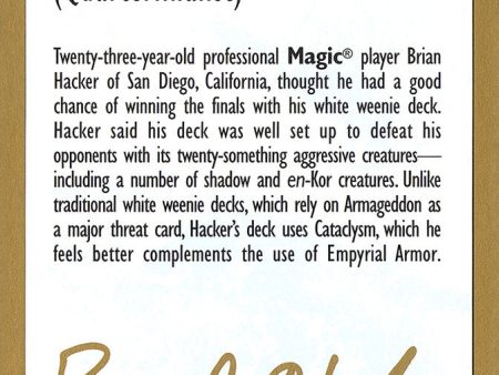 Brian Hacker Bio [World Championship Decks 1998] Fashion