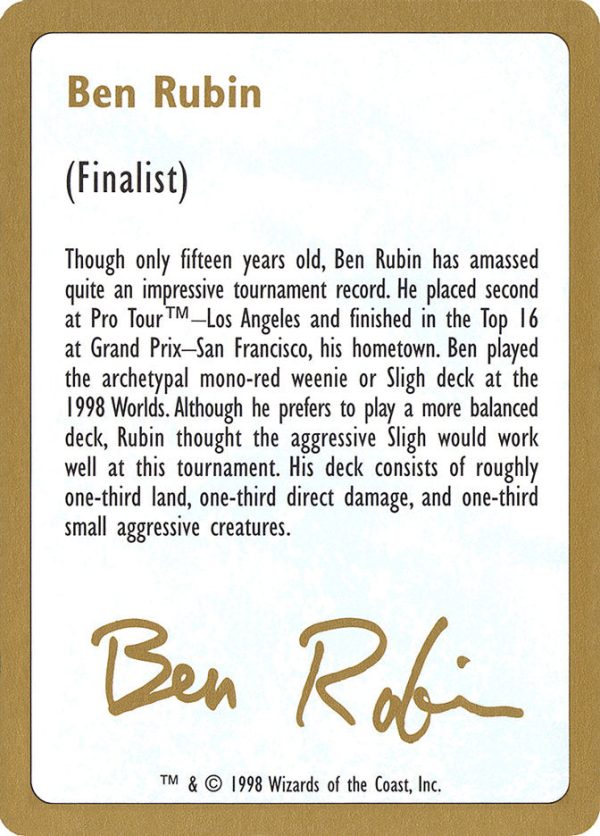 Ben Rubin Bio [World Championship Decks 1998] For Cheap