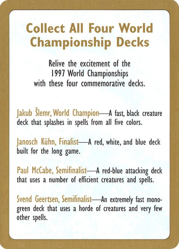 1997 World Championships Ad [World Championship Decks 1997] Online Hot Sale