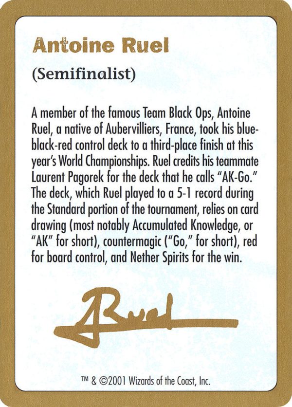 Antoine Ruel Bio [World Championship Decks 2001] Hot on Sale